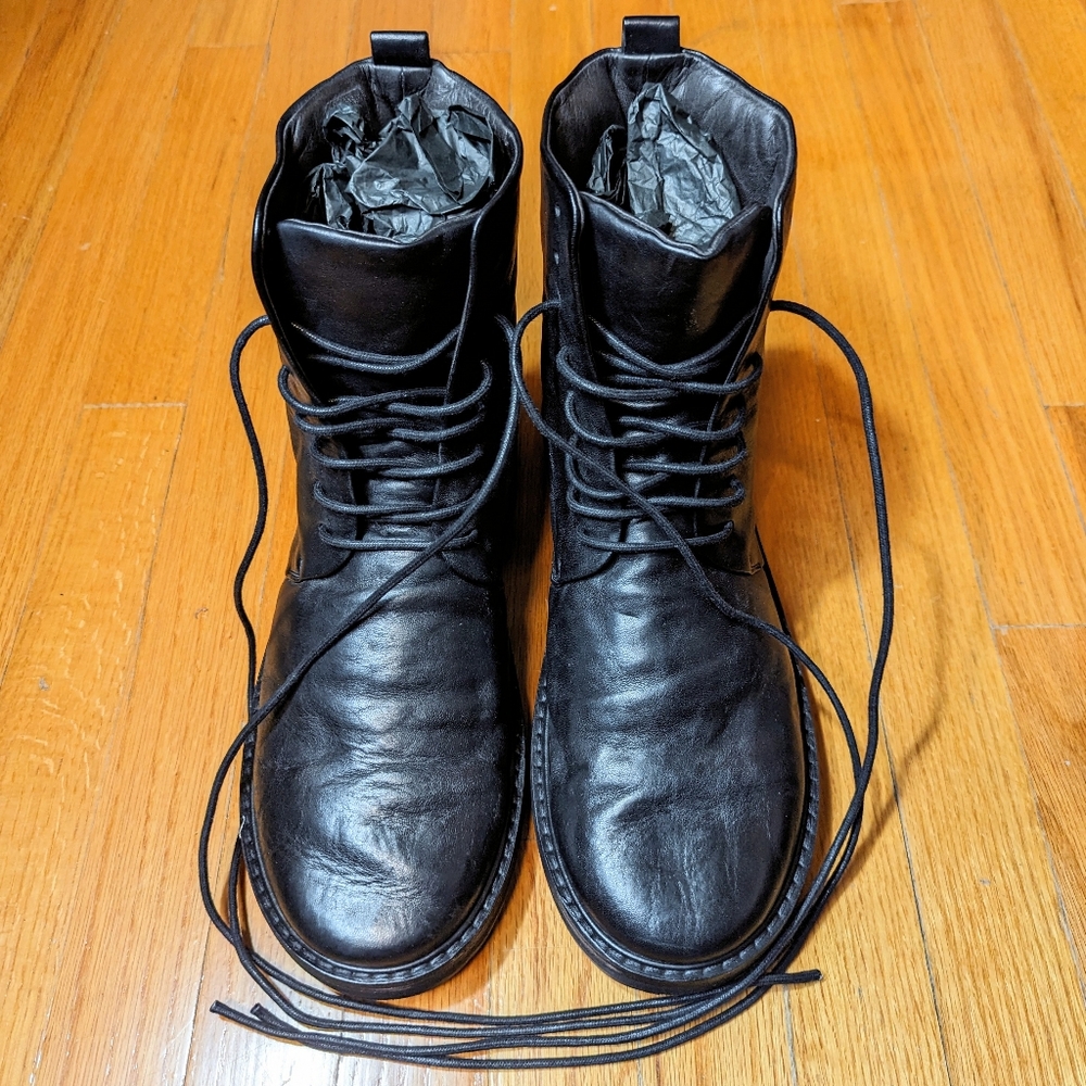 Marsell Men's Black Leather Lace Up Boots Italy 43.5